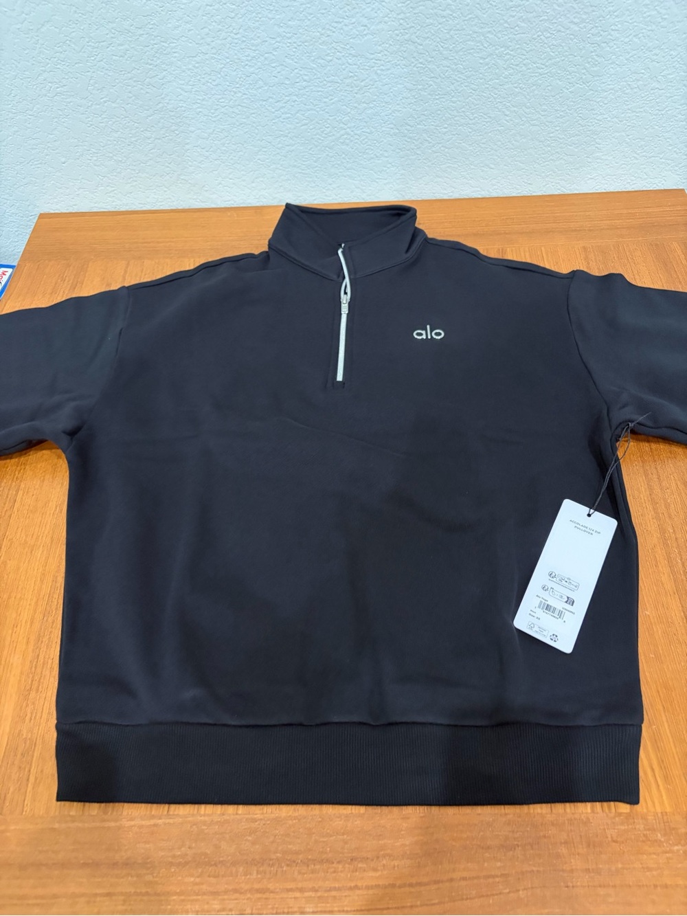 Alo Yoga Accolade Quarter Zip Pullover - Black Size X-SMALL WOMEN NWT AUTHENTIC